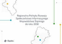 Regionalna Polityka Rozwoju Społeczeństwa Informacyjnego Województwa Śląskiego, w tle kontury i logo województwa śląskiego